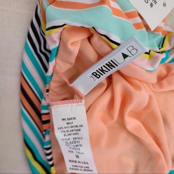 NEW The Bikini Lab Striped One Piece Swimsuit Medium Blue 70s - Picture 6 of 6